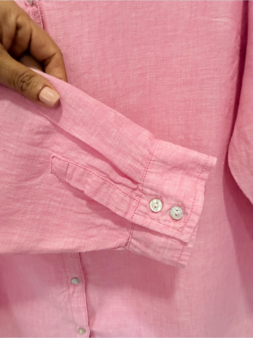 Sigrid Olsen 100% linen Pink Button-Down Linen Shirt 1X - Picture 7 of 7